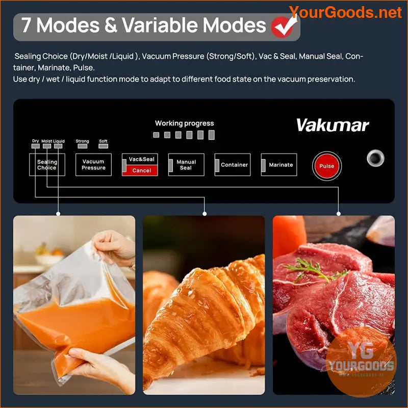 90Kpa Vacuum Sealer Set MultiMode Builtin Cutter LED Display - YourGoods Online Shop