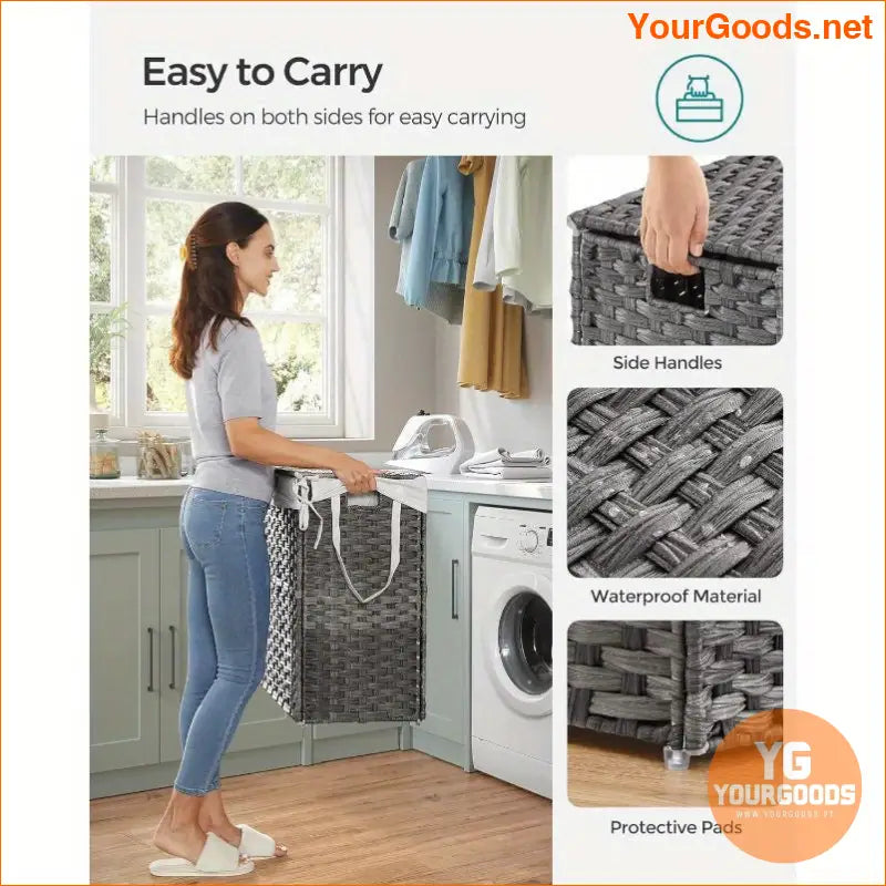 90L Wicker Laundry Hamper with Removable Liners Mesh Bags - YourGoods Online Shop