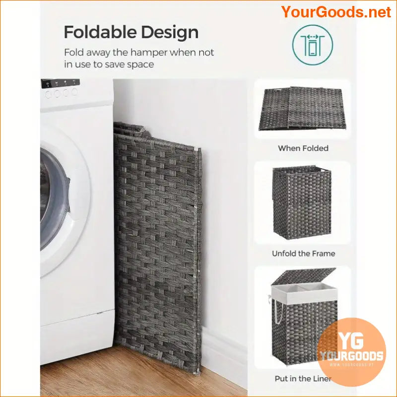 90L Wicker Laundry Hamper with Removable Liners Mesh Bags - YourGoods Online Shop