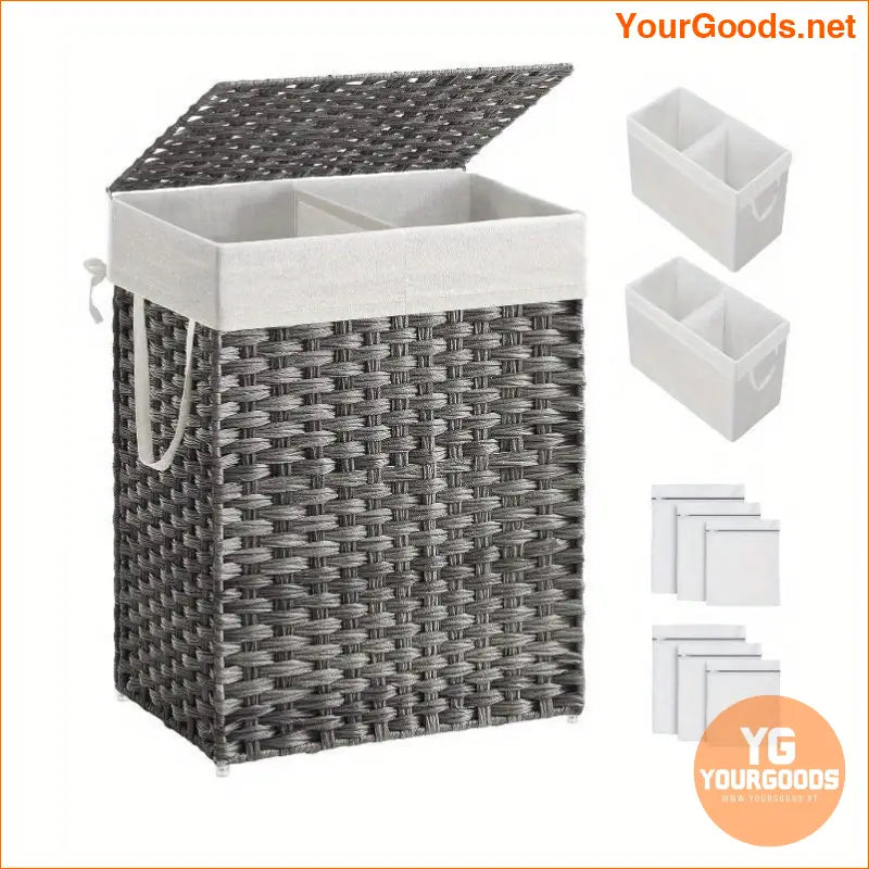 90L Wicker Laundry Hamper with Removable Liners Mesh Bags - YourGoods Online Shop