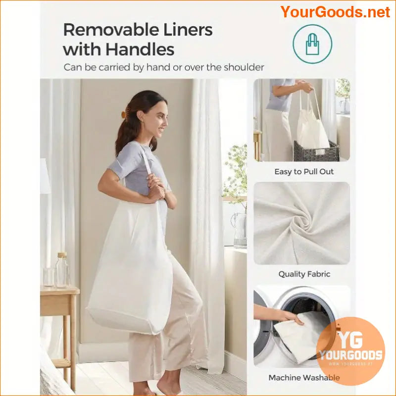 90L Wicker Laundry Hamper with Removable Liners Mesh Bags - YourGoods Online Shop