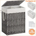 90L Wicker Laundry Hamper with Removable Liners Mesh Bags - YourGoods Online Shop