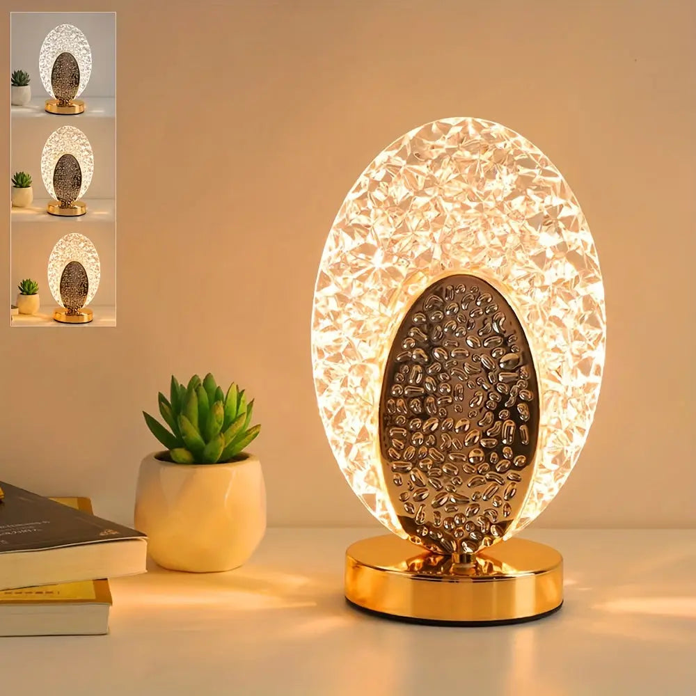 3Color Dimmable Crystal LED Touch Lamp