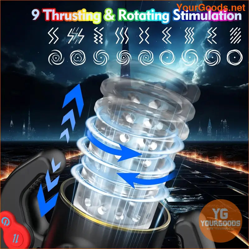 9Mode Thrusting Rotating Male Masturbator with LCD Audio - YourGoods Online Shop