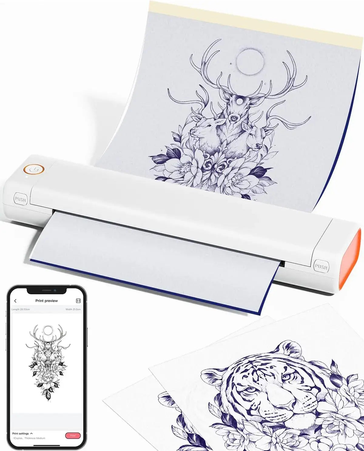 Phomemo M08F Wireless Tattoo Transfer Stencil Printer Tattoo Transfer Thermal Copier Machine Compatible with Smartphone & PC