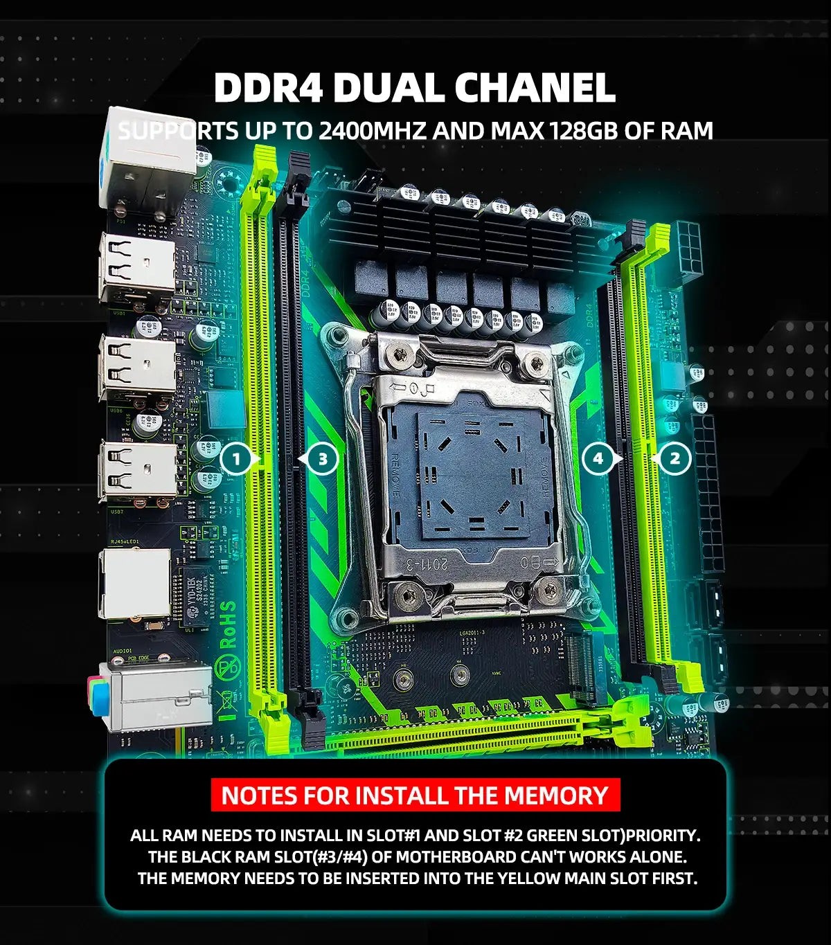 ZSUS X99-8D4 Motherboard Set Kit With LGA2011-3 Xeon E5 2650 V4 CPU DDR4 16GB (1*16GB) 2133MHZ RAM Memory NVME M.2 SATA