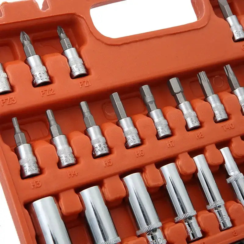 Car Repair Tool Kit 46/53 Piece/Set 1/4-Inch Socket Set Car Repair Tool Ratchet Torque Wrench Combo Auto Repairing Tool Set