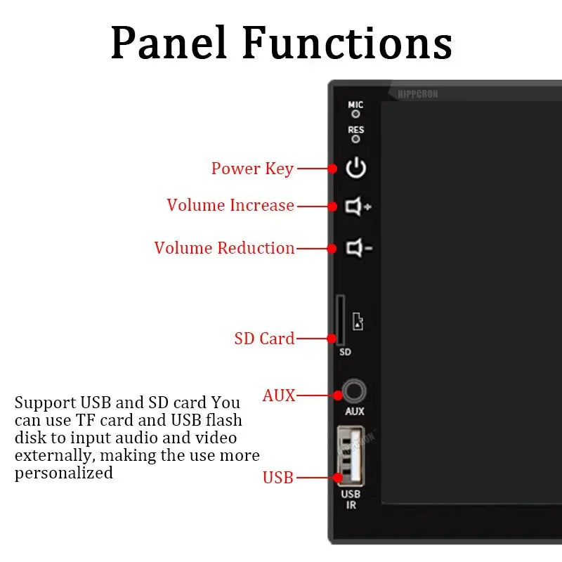 Radio para coche de 7 pulgadas, 1 Din, Carplay, Android Auto, reproductor multimedia, pantalla táctil HD, entrada AUX FM, Bluetooth, MirrorLink, autorradio universal