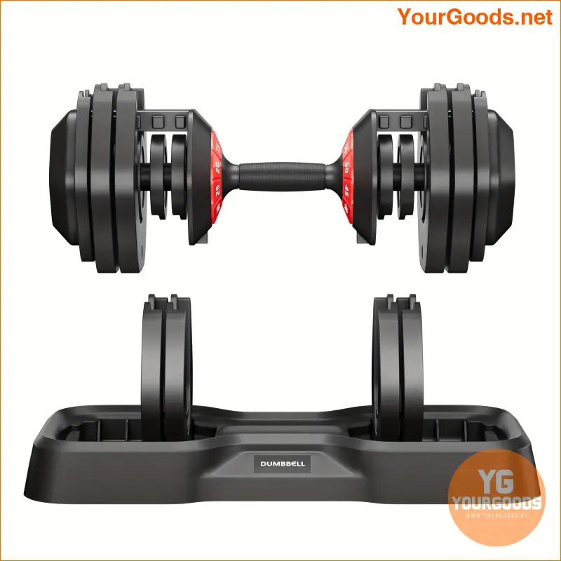 Adjustable 10 Gear 55lb Dumbbell Set with Tray - YourGoods Online Shop