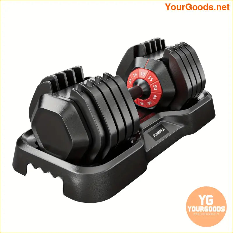 Adjustable 10 Gear 55lb Dumbbell Set with Tray - YourGoods Online Shop