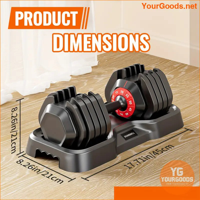 Adjustable 10 Gear 55lb Dumbbell Set with Tray - YourGoods Online Shop