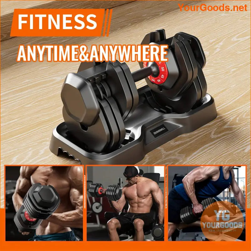 Adjustable 10 Gear 55lb Dumbbell Set with Tray - YourGoods Online Shop