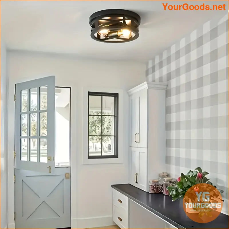 Adjustable Farmhouse Style Black Ceiling Light Easy Install - YourGoods Online Shop