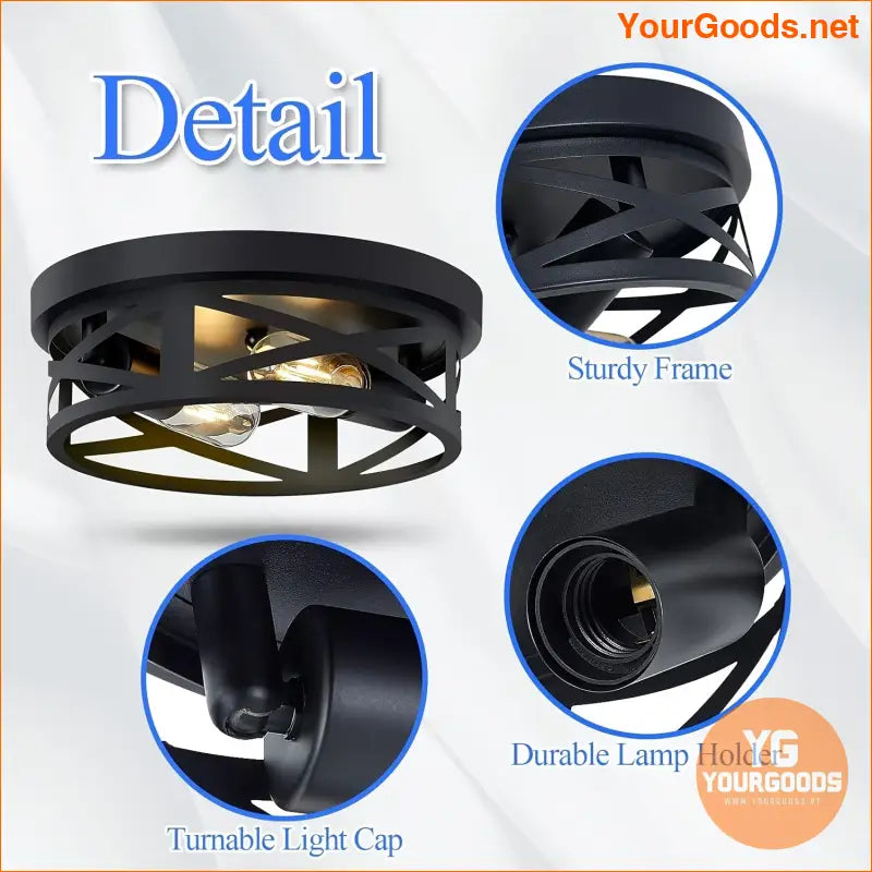 Adjustable Farmhouse Style Black Ceiling Light Easy Install - YourGoods Online Shop