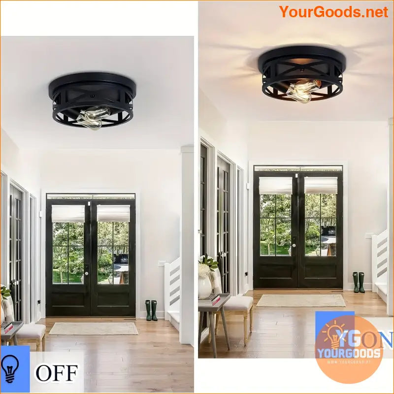 Adjustable Farmhouse Style Black Ceiling Light Easy Install - YourGoods Online Shop