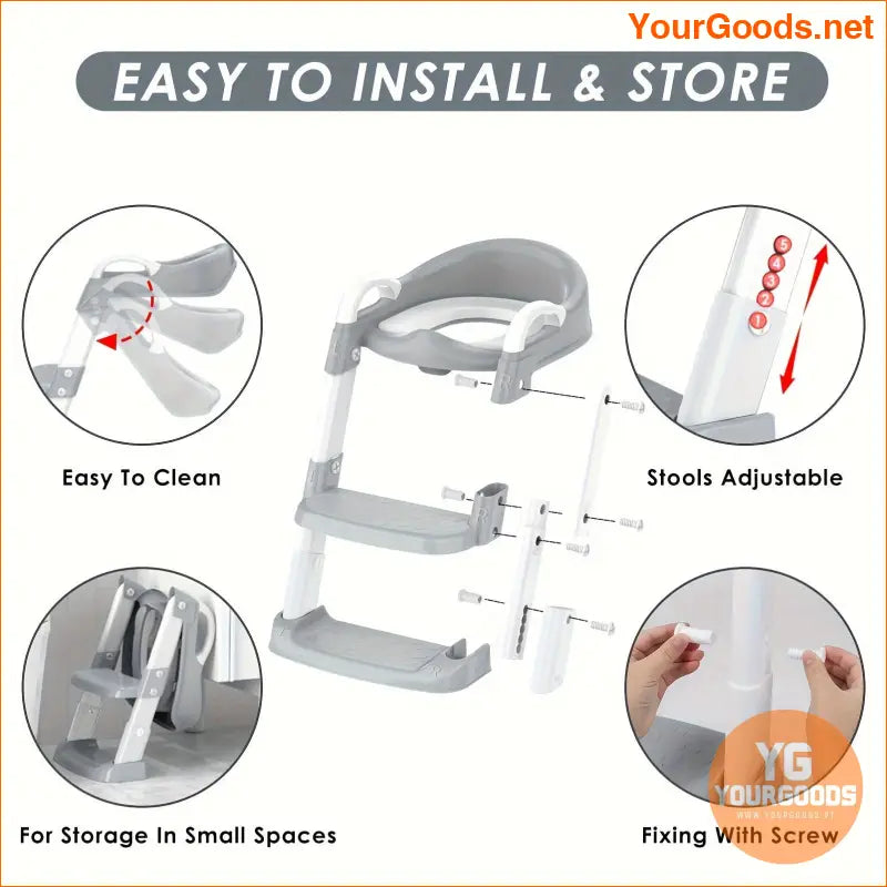 Adjustable Foldable Potty Training Seat with Non-Slip Steps - YourGoods Online Shop