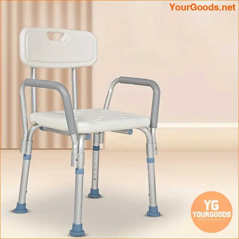 Adjustable Non Slip Shower Chair with Upholstered Armrests Back - YourGoods Online Shop