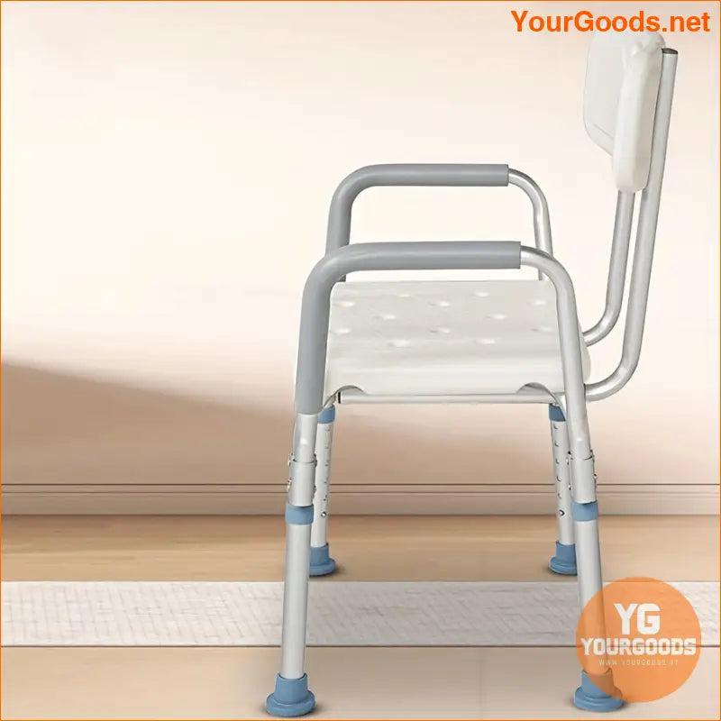 Adjustable Non Slip Shower Chair with Upholstered Armrests Back - YourGoods Online Shop