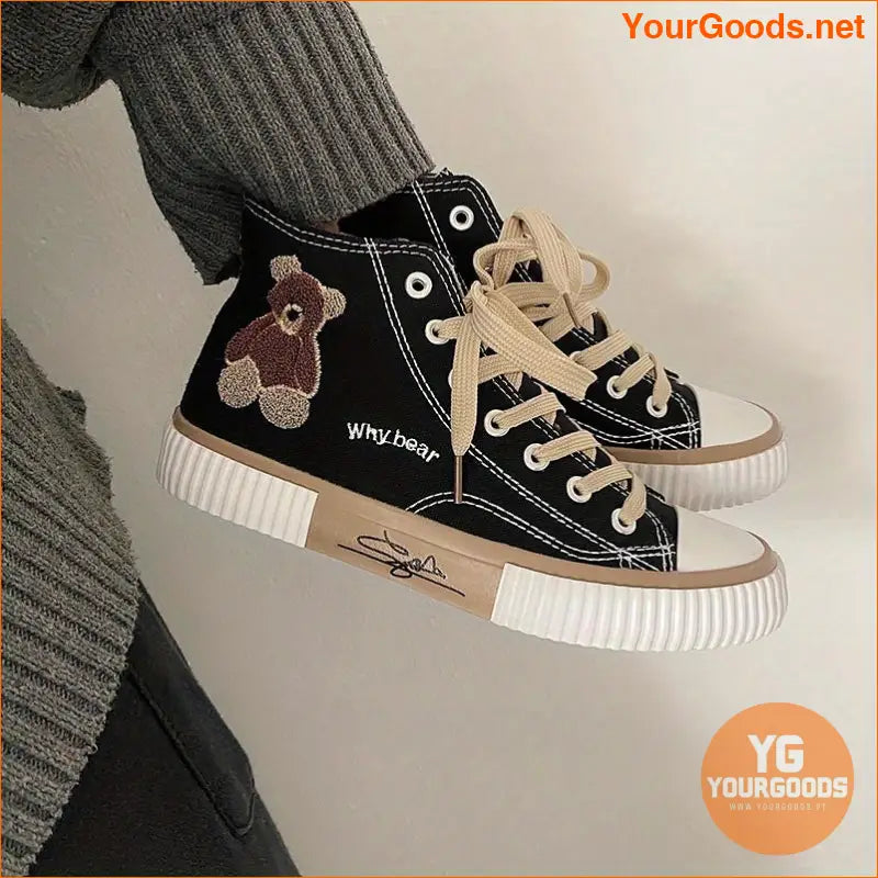 Adorable Bear HighTop Canvas Shoes Comfortable Durable Stylish - YourGoods Online Shop