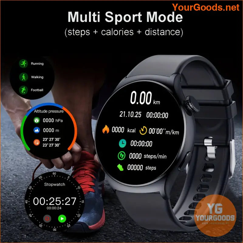 Advanced Black Silicone Smartwatch with Wireless Calling Fitness Tracker - YourGoods Online Shop