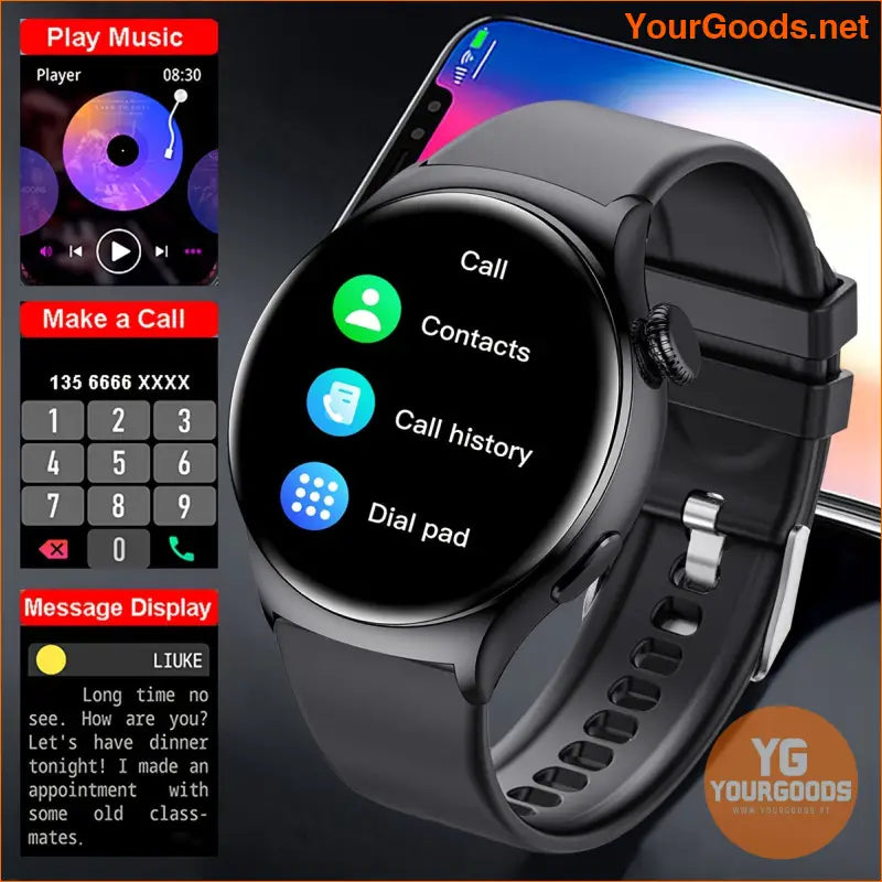 Advanced Black Silicone Smartwatch with Wireless Calling Fitness Tracker - YourGoods Online Shop