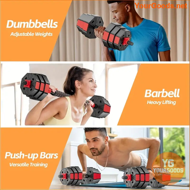 ARVAKOR 66LB Adjustable Dumbbell Barbell Set Red - YourGoods Online Shop