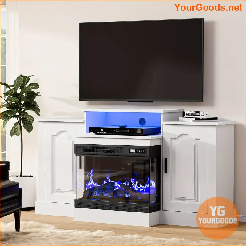 Mueble de TV con chimenea de vidrio de 3 lados Aurorome Luxe 65