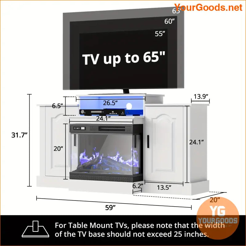 Aurorome Luxe 3Sided Glass Fireplace TV Stand 65 - YourGoods Online Shop