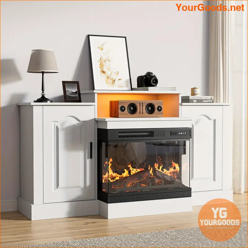 Aurorome Luxe 3Sided Glass Fireplace TV Stand 65 - YourGoods Online Shop