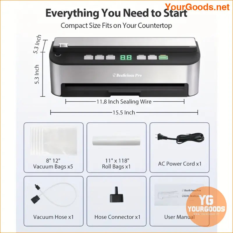 Beelicious 85KPA Smart Vacuum Sealer 8in1 Food Saver - YourGoods Online Shop