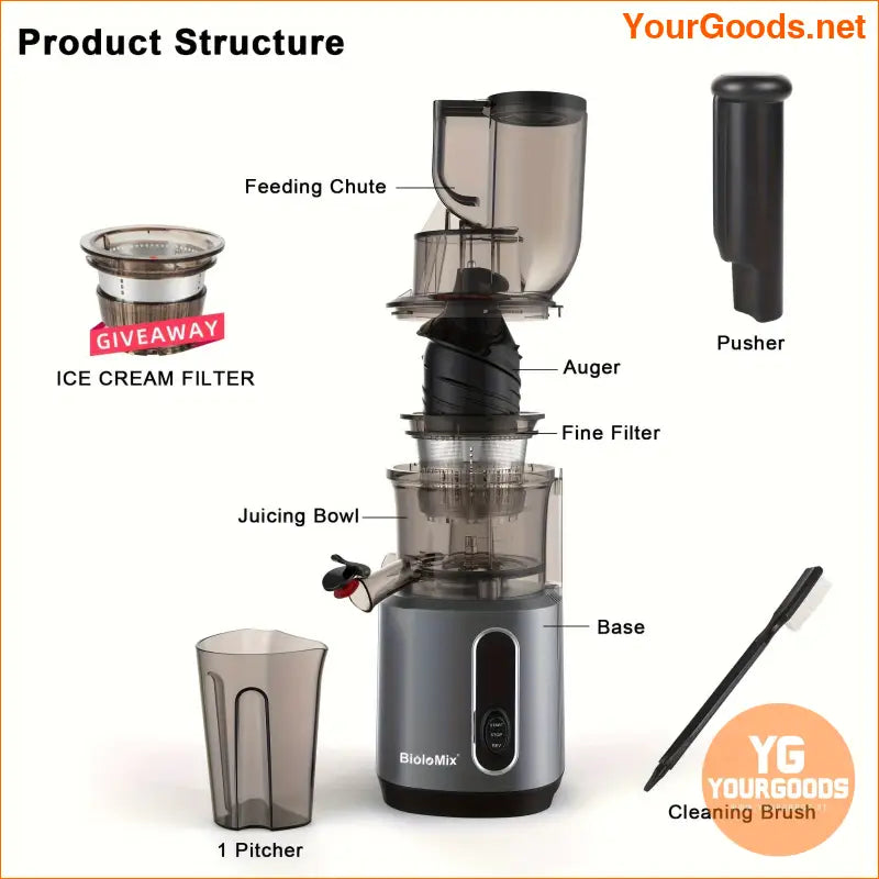 BioloMix Pro Wide Chute Slow Juicer BPAFree Easy Clean - YourGoods Online Shop