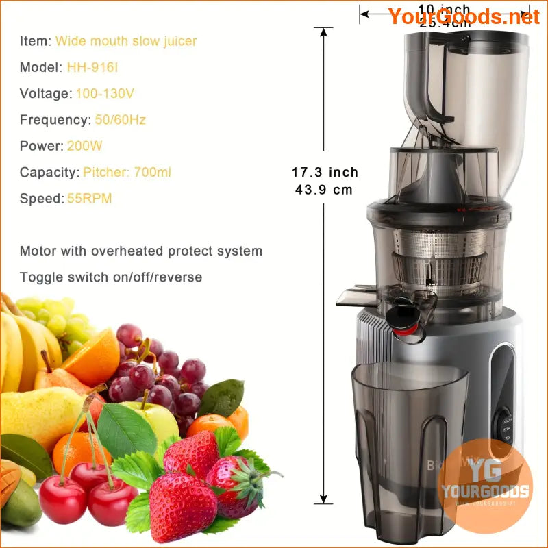 BioloMix Pro Wide Chute Slow Juicer BPAFree Easy Clean - YourGoods Online Shop