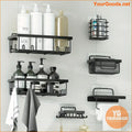 Black 6Piece Adhesive Bathroom Kitchen Organizer Set - YourGoods Online Shop