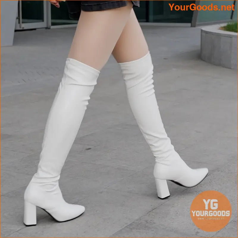 Black HighHeel Point Toe Thigh High Boots - YourGoods Online Shop