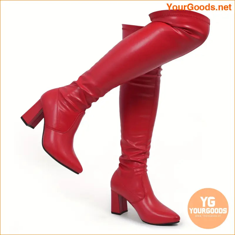 Black HighHeel Point Toe Thigh High Boots - YourGoods Online Shop