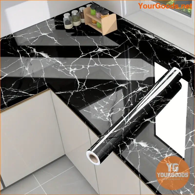 Black Marble Self Adhesive Shelf Liner Waterproof Oil Resistant - YourGoods Online Shop