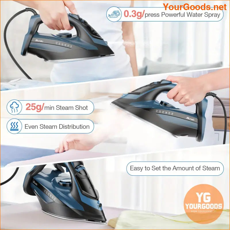 Blue 1700W Rapid Heating Steam Iron with Ceramic Soleplate - YourGoods Online Shop