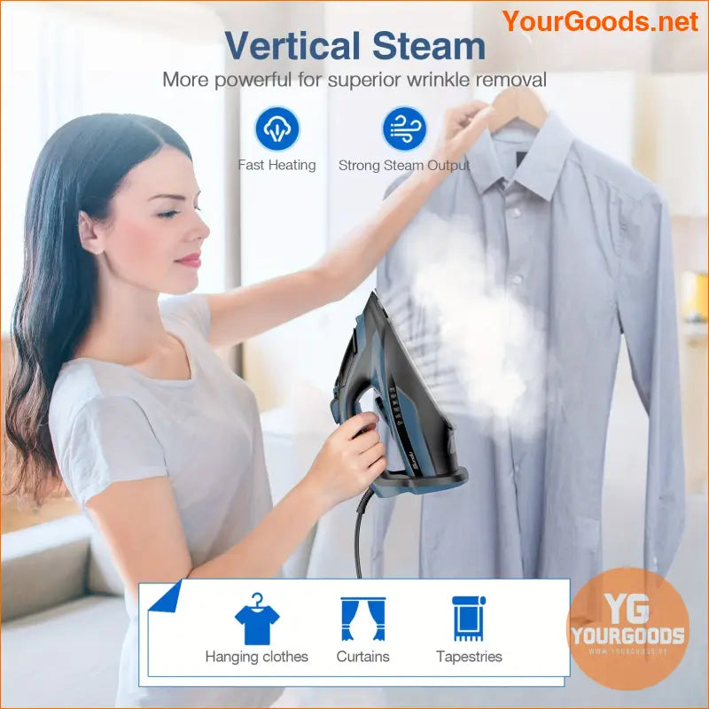 Blue 1700W Rapid Heating Steam Iron with Ceramic Soleplate - YourGoods Online Shop