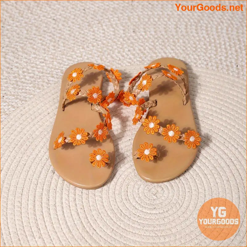 Boho Daisy Flower Womens Flat Sandals - YourGoods Online Shop