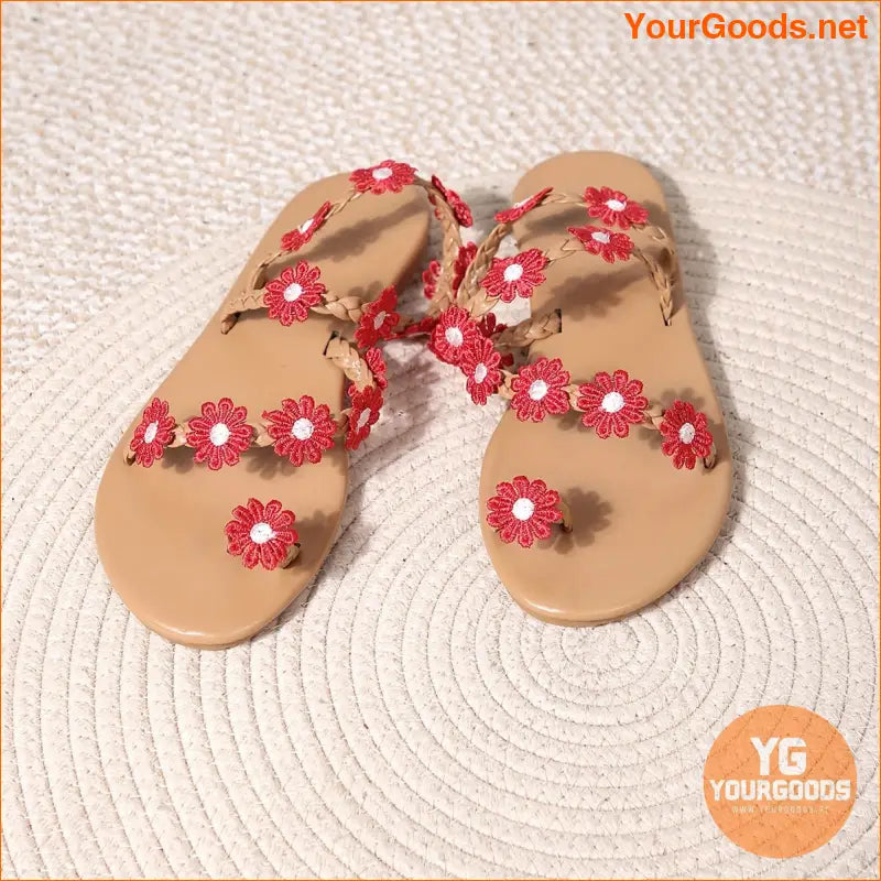 Boho Daisy Flower Womens Flat Sandals - YourGoods Online Shop