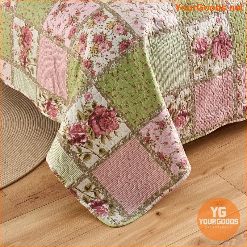 Boho Pink Rosette Reversible Quilt Set 3 Pieces - YourGoods Online Shop