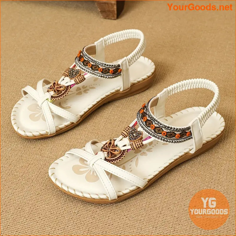 Boho Rhinestone Butterfly Flat Sandals Summer Beach Shoes - YourGoods Online Shop