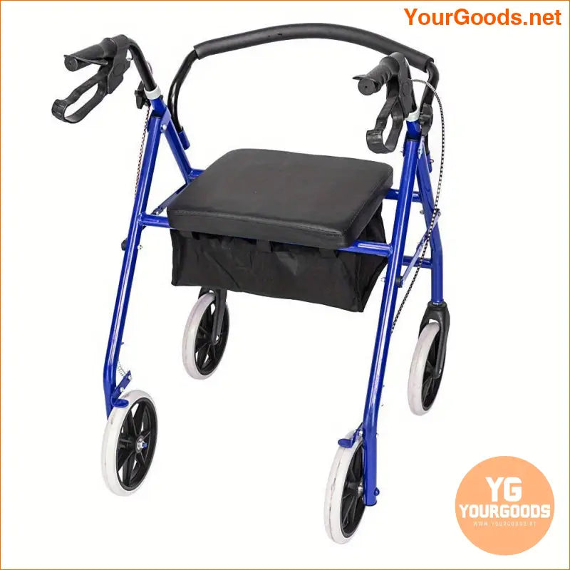 Burgundy Rollator Walker with Seat 8 Wheels 286 lbs Support - YourGoods Online Shop