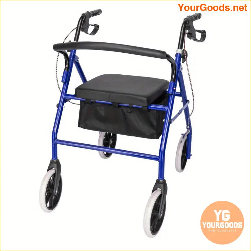 Burgundy Rollator Walker with Seat 8 Wheels 286 lbs Support - YourGoods Online Shop