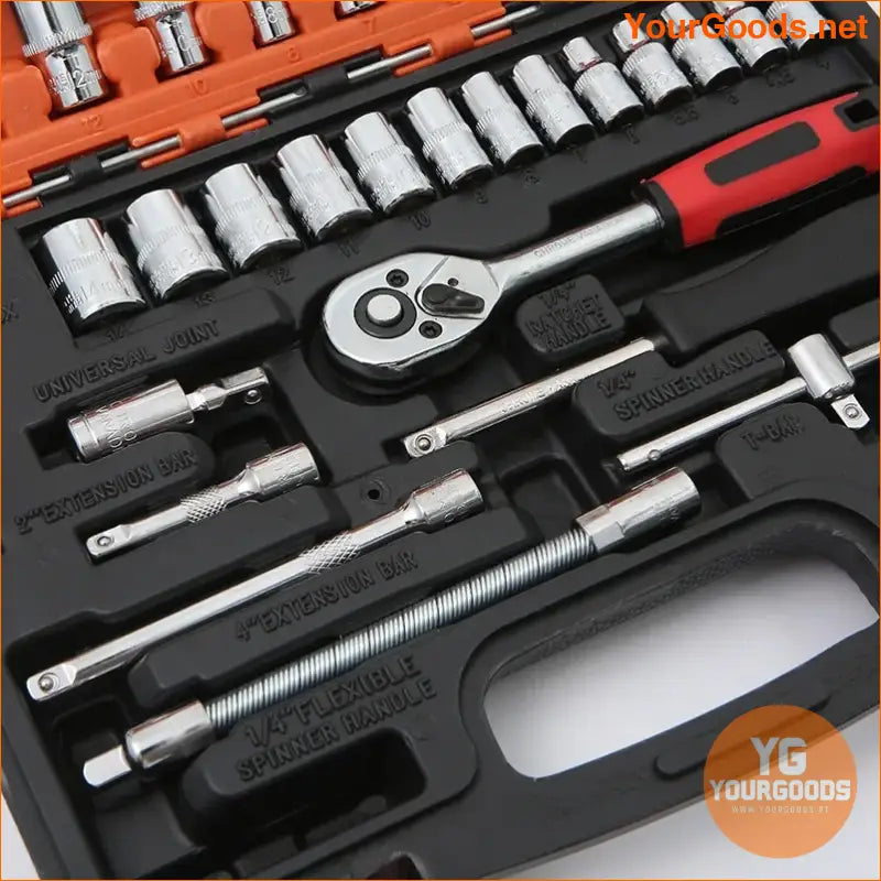 Car Repair Tool Kit 46/53 Piece/Set 1/4-Inch Socket Set Car Repair Tool Ratchet Torque Wrench Combo Auto Repairing Tool