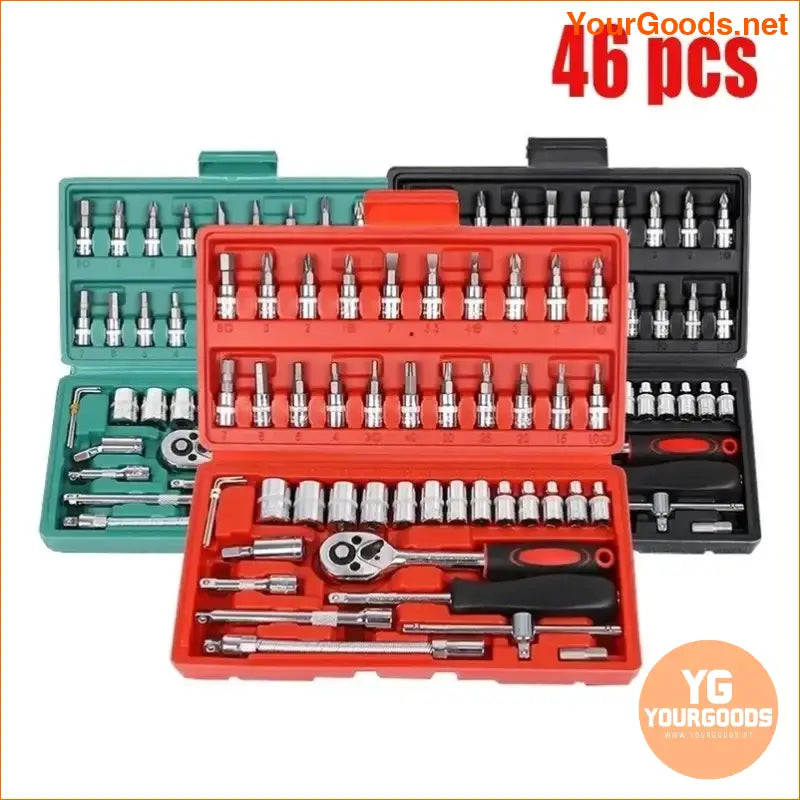 Car Repair Tool Kit 46/53 Piece/Set 1/4-Inch Socket Set Car Repair Tool Ratchet Torque Wrench Combo Auto Repairing Tool