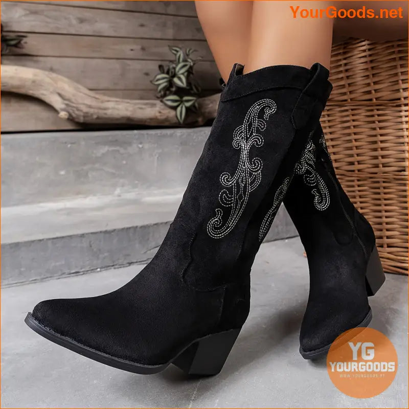 Chic Chunky Heel Pointed Toe Zipper Boots - YourGoods Online Shop