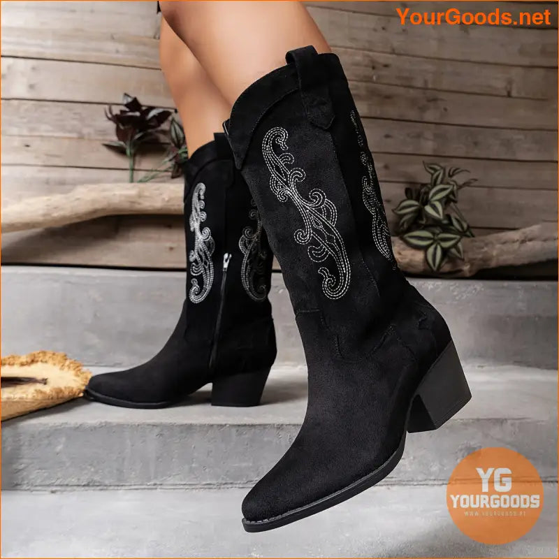 Chic Chunky Heel Pointed Toe Zipper Boots - YourGoods Online Shop