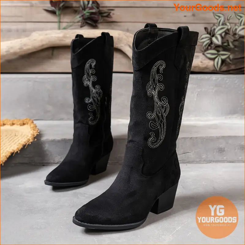 Chic Chunky Heel Pointed Toe Zipper Boots - YourGoods Online Shop