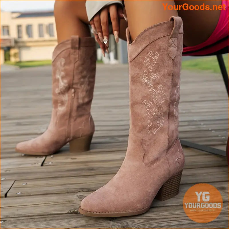 Chic Chunky Heel Pointed Toe Zipper Boots - YourGoods Online Shop